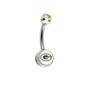 Green Bay Packers Gold Swarovski Crystal Classic Style NFL Belly Ring