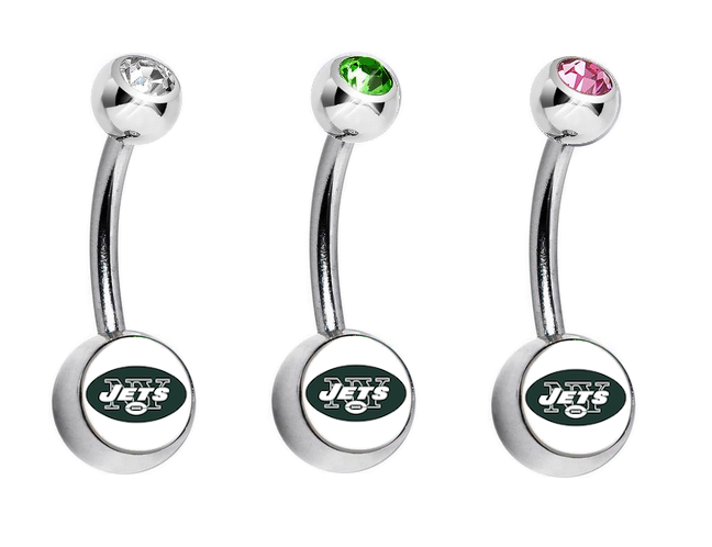 New York Jets Swarovski Crystal Classic Style NFL Belly Ring