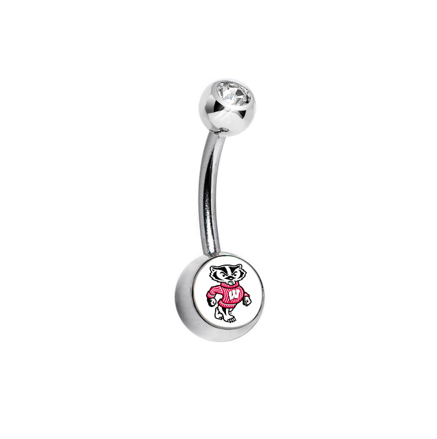Wisconsin Badgers Mascot Clear Swarovski Classic Style 7/16
