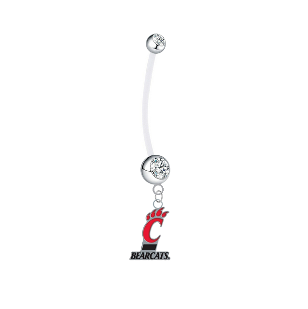 Cincinnati Bearcats Pregnancy Maternity Clear Belly Button Navel Ring - Pick Your Color