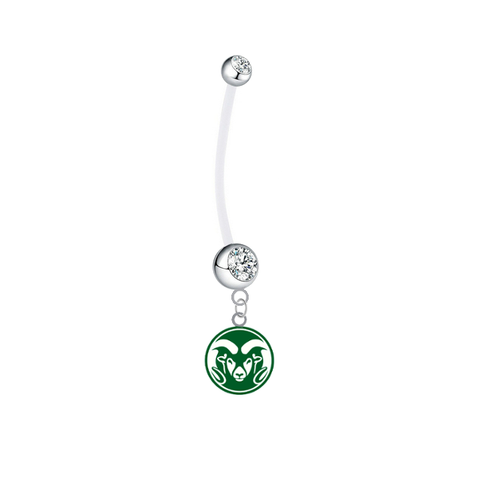 Colorado State Rams Boy/Girl Clear Pregnancy Maternity Belly Button Navel Ring