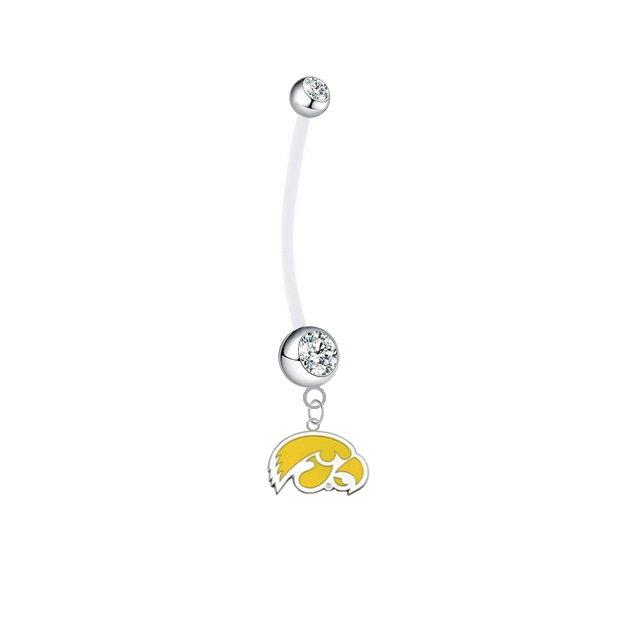 Iowa Hawkeyes Style 2 Pregnancy Maternity Clear Belly Button Navel Ring - Pick Your Color