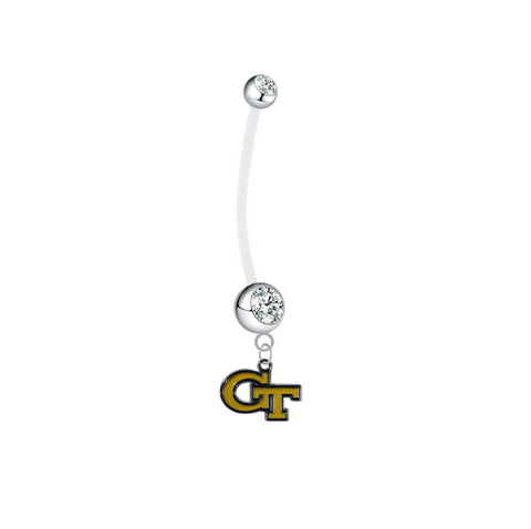 Georgia Tech Yellow Jackets Pregnancy Maternity Clear Belly Button Navel Ring - Pick Your Color
