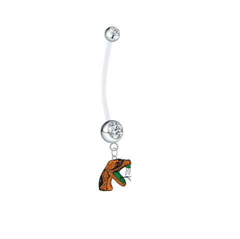 Florida A&M Rattlers Pregnancy Maternity Clear Belly Button Navel Ring - Pick Your Color