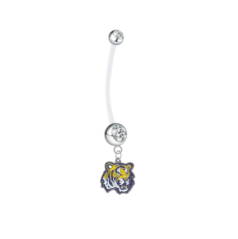 LSU Tigers Boy/Girl Clear Pregnancy Maternity Belly Button Navel Ring