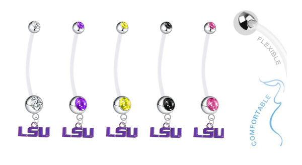 LSU Tigers Style 2 Pregnancy Maternity Belly Button Navel Ring - Pick Your Color
