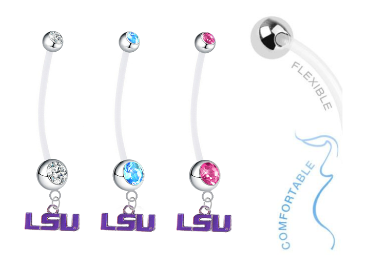 LSU Tigers Style 2 Boy/Girl Pregnancy Maternity Belly Button Navel Ring