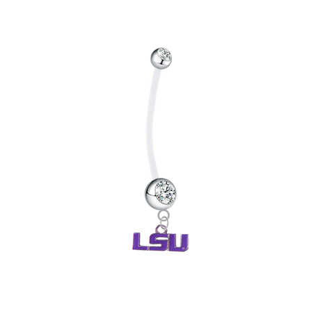 LSU Tigers Style 2 Pregnancy Clear Maternity Belly Button Navel Ring - Pick Your Color