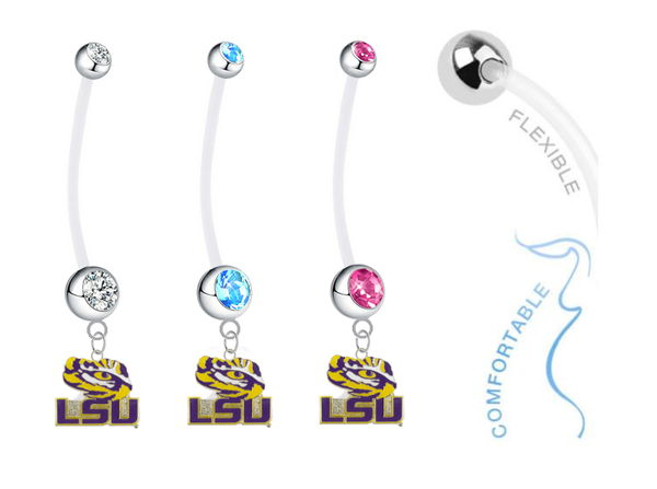 LSU Tigers Style 3 Boy/Girl Pregnancy Maternity Belly Button Navel Ring