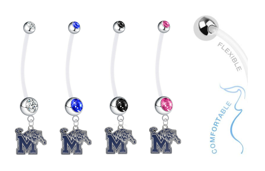 Memphis Tigers Pregnancy Maternity Belly Button Navel Ring - Pick Your Color