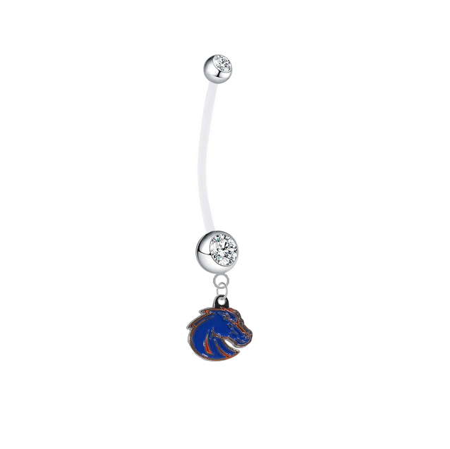Boise State Broncos Style 2 Pregnancy Maternity Clear Belly Button Navel Ring - Pick Your Color