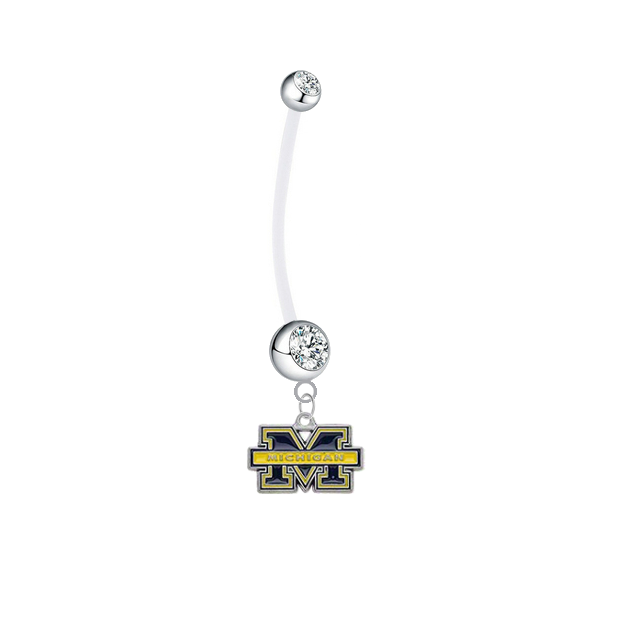 Michigan Wolverines Pregnancy Clear Maternity Belly Button Navel Ring - Pick Your Color