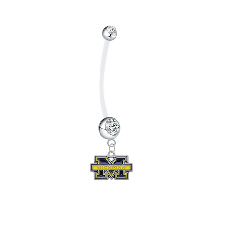 Michigan Wolverines Boy/Girl Clear Pregnancy Maternity Belly Button Navel Ring