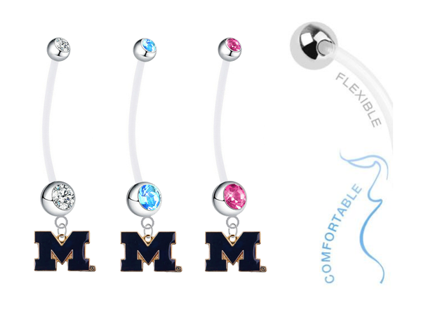Michigan Wolverines Style 2 Boy/Girl Pregnancy Maternity Belly Button Navel Ring