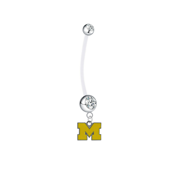 Michigan Wolverines Style 3 Boy/Girl Clear Pregnancy Maternity Belly Button Navel Ring