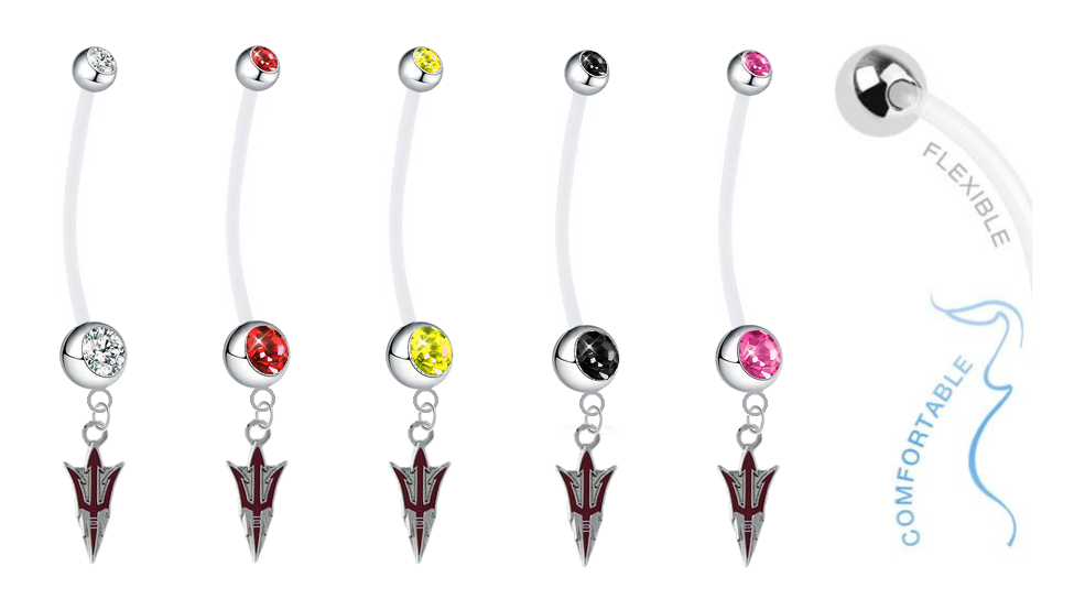 Arizona State Sun Devils Style 2 Pregnancy Maternity Belly Button Navel Ring - Pick Your Color