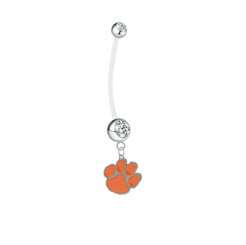 Clemson Tigers Pregnancy Maternity Clear Belly Button Navel Ring - Pick Your Color