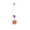 Clemson Tigers Pregnancy Maternity Purple Belly Button Navel Ring - Pick Your Color
