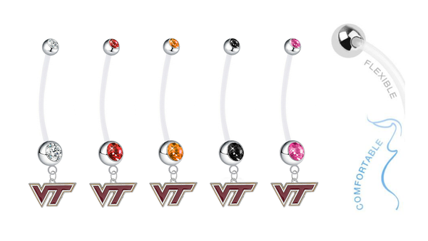 Virginia Tech Hokies Pregnancy Maternity Belly Button Navel Ring - Pick Your Color