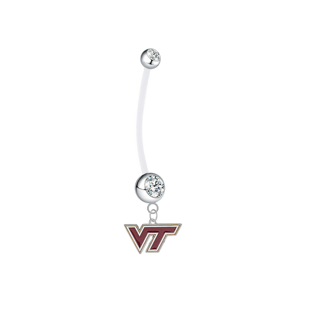 Virginia Tech Hokies Pregnancy Maternity Clear Belly Button Navel Ring - Pick Your Color