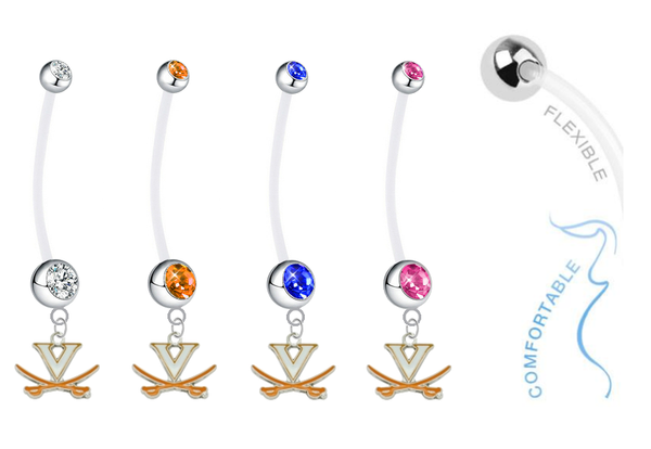 Virginia Cavaliers Pregnancy Maternity Belly Button Navel Ring - Pick Your Color