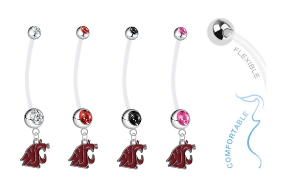 Washington State Cougars Pregnancy Maternity Belly Button Navel Ring - Pick Your Color