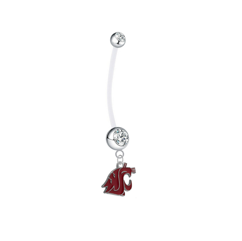 Washington State Cougars Pregnancy Maternity Clear Belly Button Navel Ring - Pick Your Color