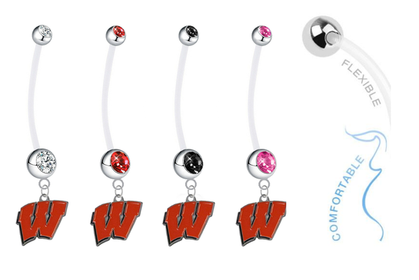 Wisconsin Badgers Pregnancy Maternity Belly Button Navel Ring - Pick Your Color