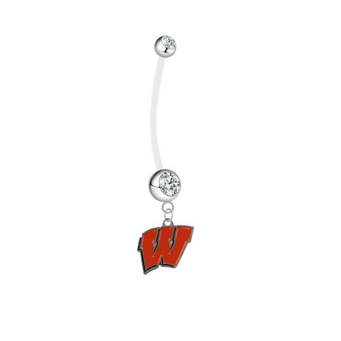Wisconsin Badgers Pregnancy Clear Maternity Belly Button Navel Ring - Pick Your Color