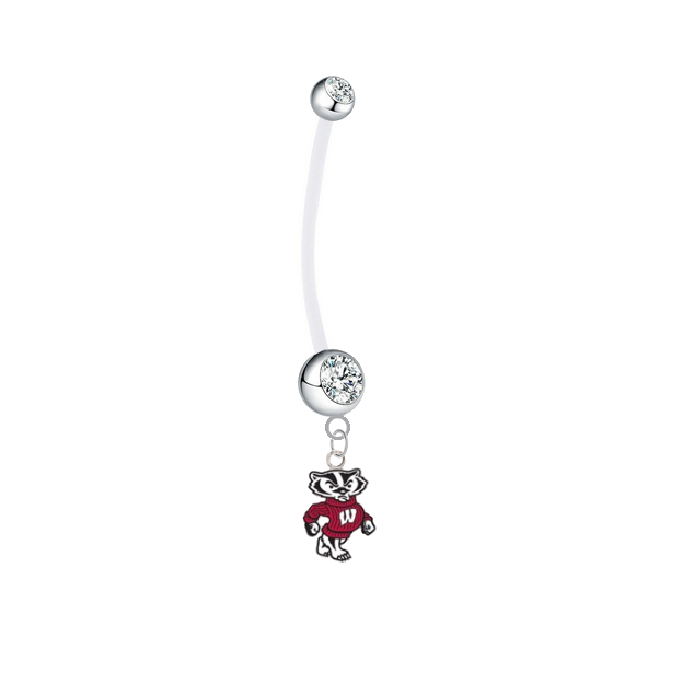 Wisconsin Badgers Mascot Boy/Girl Clear Pregnancy Maternity Belly Button Navel Ring