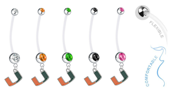 Miami Hurricanes Pregnancy Maternity Belly Button Navel Ring - Pick Your Color