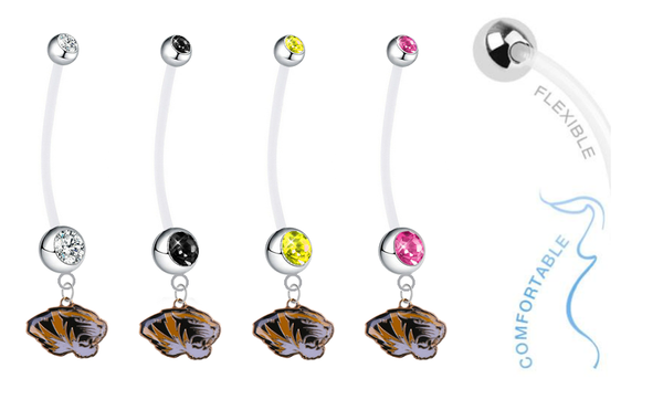 Missouri Tigers Pregnancy Maternity Belly Button Navel Ring - Pick Your Color