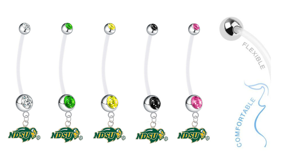 North Dakota State Bison Pregnancy Maternity Belly Button Navel Ring - Pick Your Color