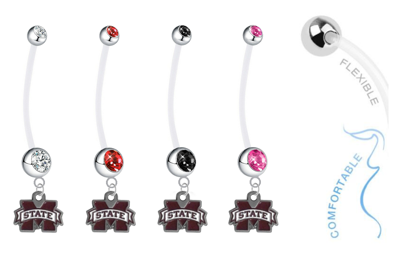Mississippi State Bulldogs Pregnancy Maternity Belly Button Navel Ring - Pick Your Color