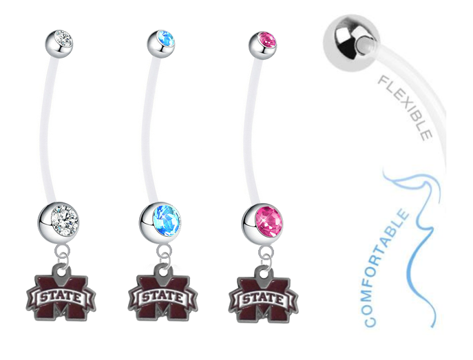 Mississippi State Bulldogs Boy/Girl Pregnancy Maternity Belly Button Navel Ring