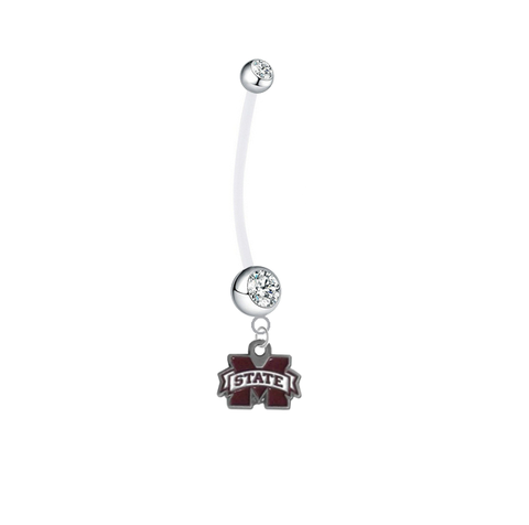 Mississippi State Bulldogs Boy/Girl Clear Pregnancy Maternity Belly Button Navel Ring