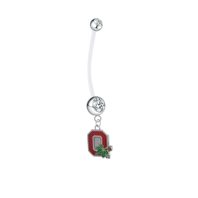 Ohio State Buckeyes Style 2 Pregnancy Maternity Clear Belly Button Navel Ring - Pick Your Color