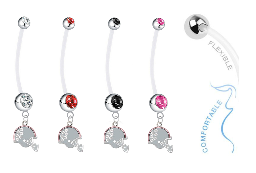 Ohio State Buckeyes Football Helmet Pregnancy Maternity Belly Button Navel Ring - Pick Your Color