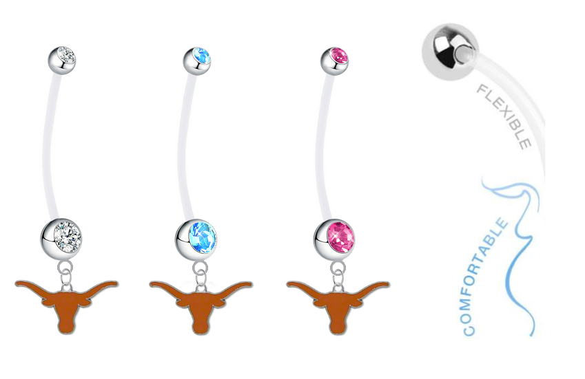 Texas Longhorns Boy/Girl Pregnancy Maternity Belly Button Navel Ring