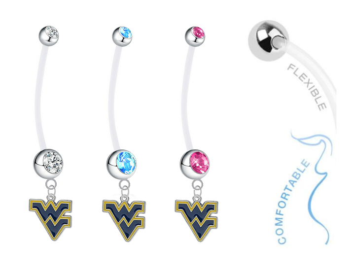 West Virginia Mountaineers Boy/Girl Pregnancy Maternity Belly Button Navel Ring