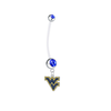 West Virginia Mountaineers Pregnancy Maternity Blue Belly Button Navel Ring - Pick Your Color