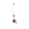 Utah Utes Pregnancy Maternity Clear Belly Button Navel Ring - Pick Your Color