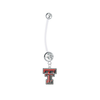 Texas Tech Red Raiders Pregnancy Maternity Clear Belly Button Navel Ring - Pick Your Color