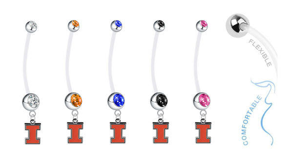 Illinois Fighting Illini Pregnancy Maternity Belly Button Navel Ring - Pick Your Color