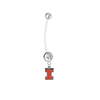 Illinois Fighting Illini Pregnancy Clear Maternity Belly Button Navel Ring - Pick Your Color
