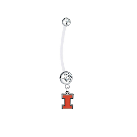 Illinois Fighting Illini Boy/Girl Clear Pregnancy Maternity Belly Button Navel Ring