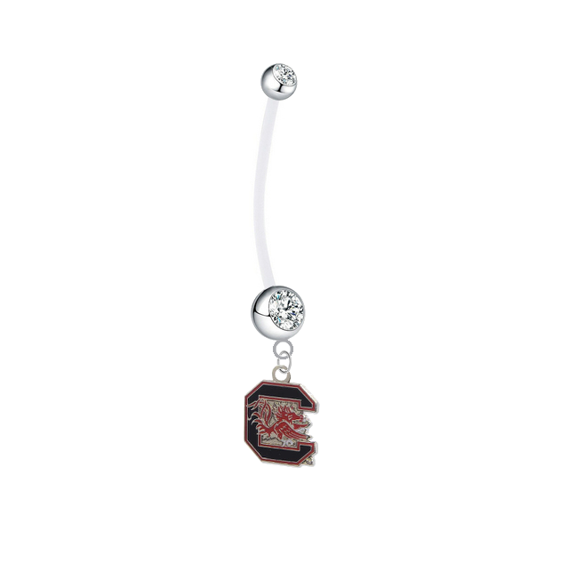 South Carolina Gamecocks Pregnancy Maternity Clear Belly Button Navel Ring - Pick Your Color
