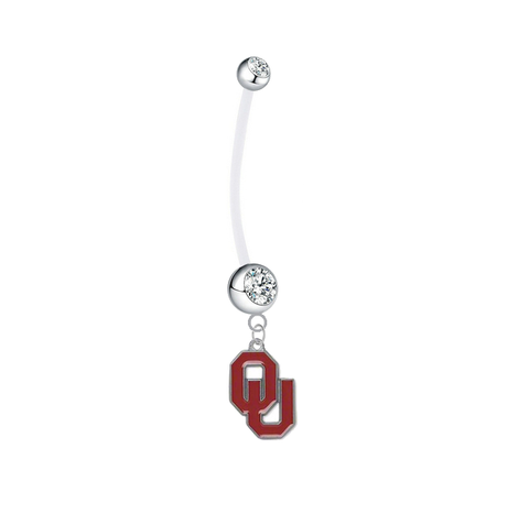 Oklahoma Sooners Pregnancy Maternity CLear Belly Button Navel Ring - Pick Your Color