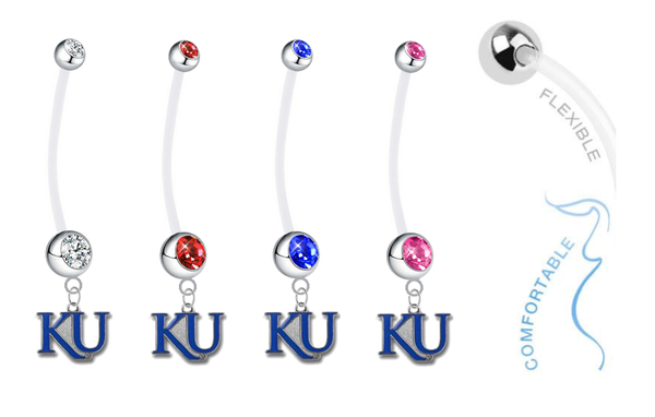 Kansas Jayhawks Style 2 Pregnancy Maternity Belly Button Navel Ring - Pick Your Color