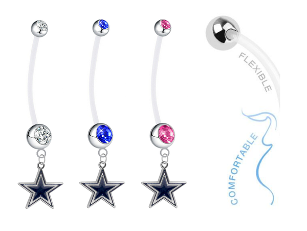 Dallas Cowboys Pregnancy Maternity Belly Button Navel Ring - Pick Your Color